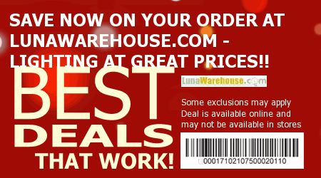 Lunawarehouse.com - Lighting at Great Prices! Coupon Code