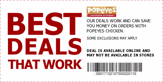 Popeyes Chicken sometimes offers coupons like these:
